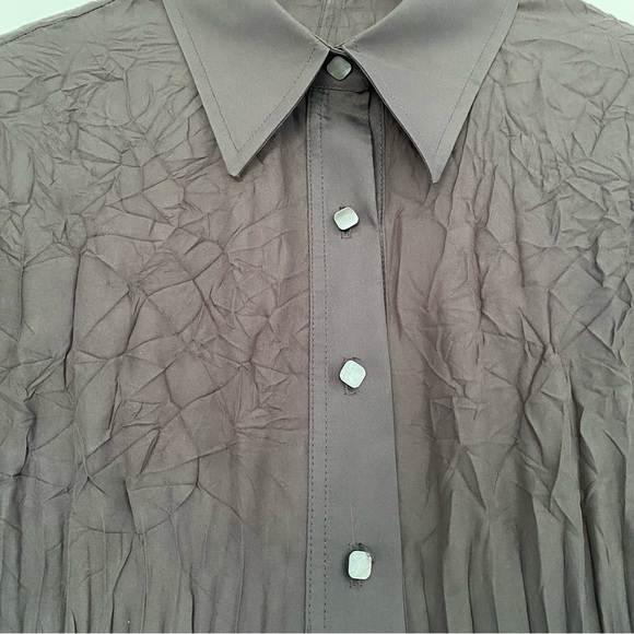 Marie Saint Pierre Long Sleeve Crinkle Dress with Black Lace Detail Size Large - Picture 3 of 13